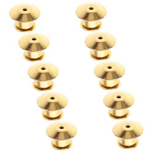PERSELOSO 10Stücke Metall Pin Rückseiten Goldene Verriegelungsverschlüsse für Sichere Befestigung von Emaille Pins Dekorativen Abzeichen und Sicherheitsnadeln Werkzeuglose Anwendung von PERSELOSO
