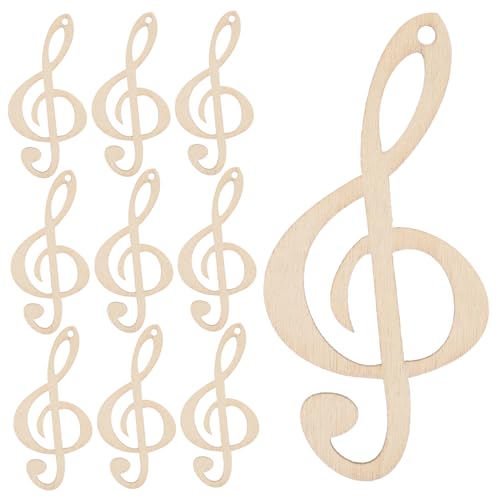 PERSELOSO 10Stücke Musiknoten Holzscheiben Unbehandelt für DIY Handwerk Einzigartige Holzscheiben zur Dekoration für Schulprojekte und Bastelideen von PERSELOSO