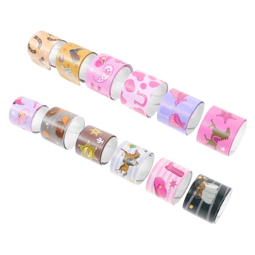 PERSELOSO 12 Stück Cartoon Slap Armbänder Western Stil Party Armbänder für für Geburtstage und Feste Flexible und Elastische Handgelenkspielzeuge von PERSELOSO