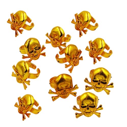 PERSELOSO 12 Stück Teiliges Piratenringe Goldfarbene Schädelringe Halloween Kostüm Zubehör Party Mitgebsel für Jungen und Mädchen Einheitsgröße für Piraten Mottofeiern und Kostümpartys PERSELOSO 12 Stück Teiliges Piratenringe Goldfarbene Schädelringe Halloween Kostüm Zubehör Party Mitgebsel für Jungen und Mädchen Einheitsgröße für Piraten Mottofeiern und Kostümpartys von PERSELOSO