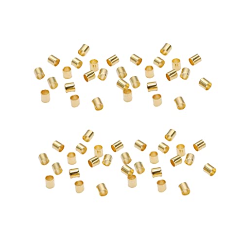 PERSELOSO 1500 Stück Perlenmaterial schmuck Rohrperlen Kupferperlen Quetschperlen Golden von PERSELOSO