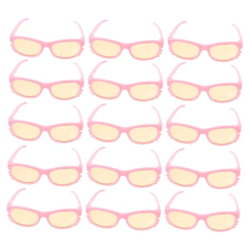 PERSELOSO 16 Stück Mini Puppen Sonnenbrillen Kunststoff Eyewear für Puppen Dekorative Brillen für DIY Projekte Kreative Puppenzubehörteile für Geburtstagsgeschenke und Feiertage von PERSELOSO