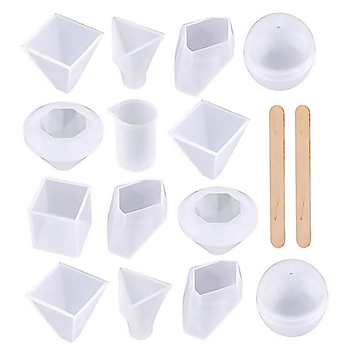 PERSELOSO 18Stücke Teiliges Silikonformen Set für DIY Projekte Messbecher Rührstäbchen und Formen für Gießarbeiten Wiederverwendbar und Leicht zu Reinigen für Bastelideen von PERSELOSO