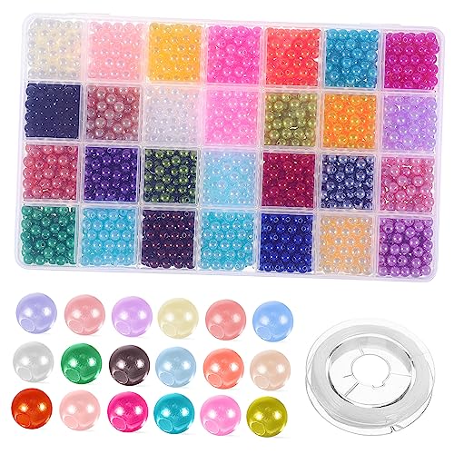 PERSELOSO 1960 Stück Runde Bastelperlen Bunte Kunstperlen Füllperlen mit Löchern für Armband und Halskettenherstellung DIY Perlen für Schmuckprojekte PERSELOSO 1960 Stück Runde Bastelperlen Bunte Kunstperlen Füllperlen mit Löchern für Armband und Halskettenherstellung DIY Perlen für Schmuckprojekte von PERSELOSO