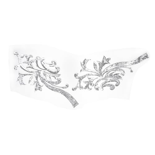 PERSELOSO 1Paar Pailletten Stickerei Applikation für Kleidung DIY Nähzubehör Elegantes Design für Tanzoutfits und Dekoration Silberne Blumenbeihilfe von PERSELOSO