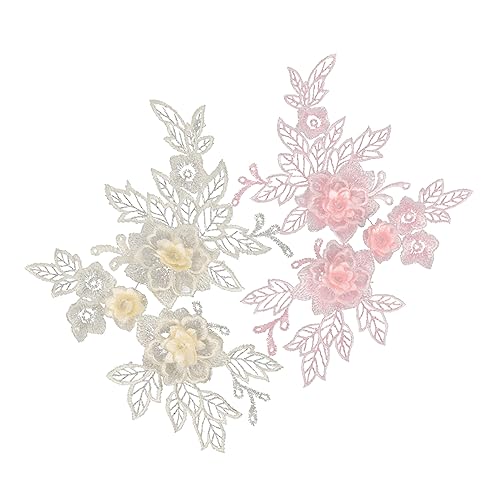 PERSELOSO 2 Stück Farbige Blüten Spitze Aufnäher Handgefertigte Stoff Applikationen für Kleidung Einzigartige Stickerei Patches Rosa und Champagner PERSELOSO 2 Stück Farbige Blüten Spitze Aufnäher Handgefertigte Stoff Applikationen für Kleidung Einzigartige Stickerei Patches Rosa und Champagner von PERSELOSO