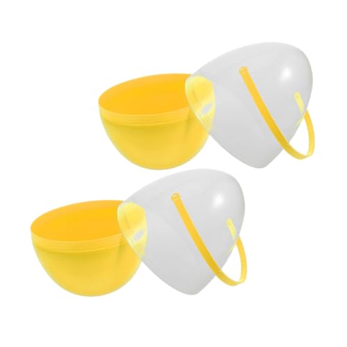 PERSELOSO 2 Stück Große Füllbare Plastikeier mit Griff für Diy Füllung für Ostereiersuche Partys und Dekoration Gelb von PERSELOSO