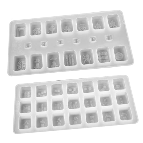 PERSELOSO 2 Stück Silikon Mahjong Gießformen für DIY Epoxidharz Kreative Handwerkswerkzeuge zum Herstellen von Mahjong und Würfeln Einfach zu Reinigen und Flexibel Zufällige Zufällige Farbe von PERSELOSO
