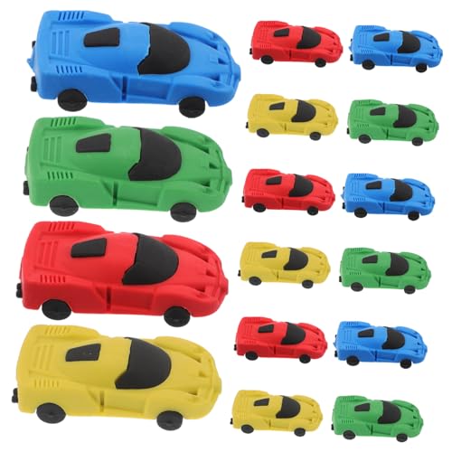 PERSELOSO 20 Stück Auto Förmige Radiergummis für Lustige Praktische Schreibwaren für Schule und Freizeit Bunte Abnehmbare Radierer für Austausch der Klasse von PERSELOSO