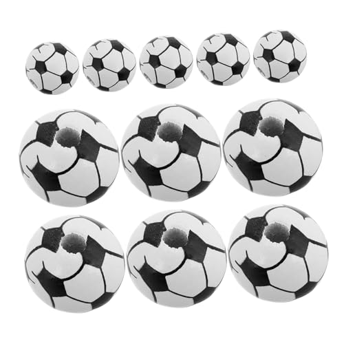 PERSELOSO 20 Stück Fußball-holzperlen Sportanhänger Für Armbänder Armband -making -kit Für Jungen Holzfußballperlen Sportballperlen Runde Holzperlen Perlen Für Armbänder Fußballhandwerk von PERSELOSO