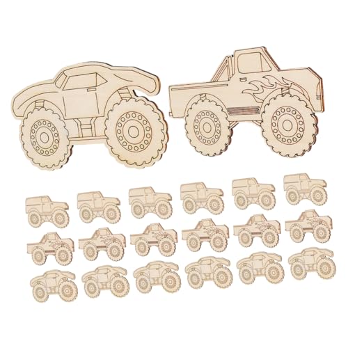 PERSELOSO 20 Stück Lkw-dekorationen Aus Holz Holzscheiben Zum Basteln Bemalbarer Ausschnitt Holzanhänger Zum Aufhängen Ausschnitt Aus Holzmalerei Holzscheiben Leer Zubehör Basteln Beige von PERSELOSO