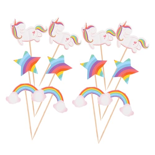 PERSELOSO 24 Stück Cartoon Cupcake Topper für Mädchen Dekoration für Geburtstagsfeiern Thematische Kuchendekoration Süße Dessert Picks für Kinderfeiern von PERSELOSO