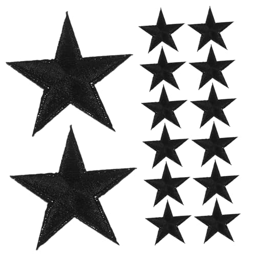 PERSELOSO 24 Stück Fünfzackige Stern Aufnäher Bügelbare Patches für Kleidung Hüte Taschen Strapazierfähige Farbechte Stickerei für Diy Projekte und Dekoration von PERSELOSO