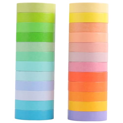 PERSELOSO 24Rollen Washi Tape Dekorative Klebebänder Farben für DIY Scrapbooking Journal und Handwerk für Kreative Projekte und Geschenkverpackungen von PERSELOSO