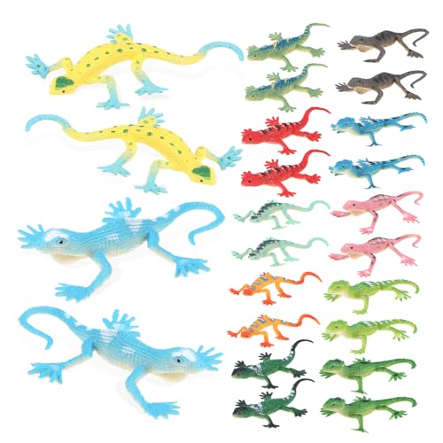 PERSELOSO 24stücke Dehnbare Eidechsen Spielzeug Klebrige Eidechsen Modelle Für Junge Mädchen Party Mitgebsel Und Geschenktüten Füller Realistische PVC Figuren von PERSELOSO