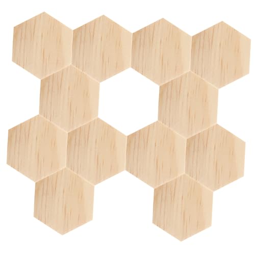 PERSELOSO 25 Stück Unbearbeitete Holzhexagonplatten DIY Holzformen für Malen Basteln und Dekoration Holzuntersetzer für Kreative Projekte und von PERSELOSO