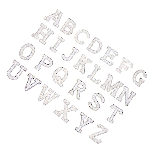 PERSELOSO 26 Stück Teiliges Set Perlenbuchstaben Aufnäher Aufbügelbare DIY Patches für Kleidung Taschen Hüte Stickerei mit Strassdekoration Geeignet für Bastelprojekte und Reparaturen von PERSELOSO