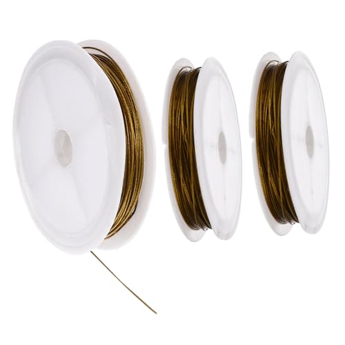 PERSELOSO 3 Rollen Multifunktionaler Stahldraht für DIY Schmuckherstellung Goldene Drahtschnur für Perlen und Bastelprojekte Langlebig und Farbbeständig von PERSELOSO