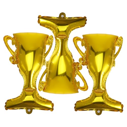 PERSELOSO 3 Stück Folienballons Pokal Luftballons für Abschlussfeier Aluminiumfolie Gold Dekoration für Foto Requisiten Geeignet für Innen und Außeneinsatz von PERSELOSO