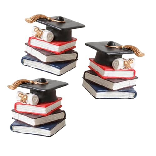 PERSELOSO 3 Stück Graduation Cake Topper Teilig Doktorhut und Gestapelte Bücher Tortendeko für Schulabschlussfeier Kreative Cupcake Dekoration Abschlussfeier Party Zubehör von PERSELOSO