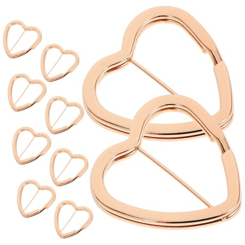 PERSELOSO 30 Stück Herz Schlüsselanhänger Septum Verschlüsse Wendel abnehmbar Schnalle handystativ handgemacht schlüsselbund geteilter Schlüsselbund DIY anhänger versorgung Eisen Golden von PERSELOSO