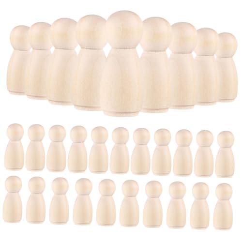 PERSELOSO 30 Stück Teiliges DIY Holz Peg Doll Natürliche Holzfiguren zum Bemalen Bastelartikel für Kreative Handarbeit und Puppenhaus Dekoration PERSELOSO 30 Stück Teiliges DIY Holz Peg Doll Natürliche Holzfiguren zum Bemalen Bastelartikel für Kreative Handarbeit und Puppenhaus Dekoration von PERSELOSO