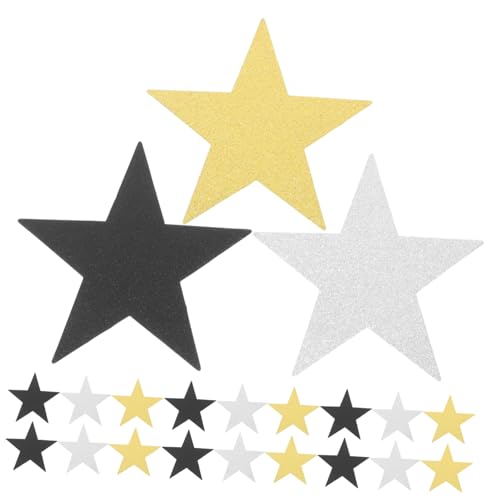 PERSELOSO 30 Stück Teiliges Glitzernde Stern Ausschnitte Papier Handgeschnittene Fünfzackige Sterne Gold Silber und Schwarz für Kreative Projekte Dekorationen und Pinnwandgestaltung PERSELOSO 30 Stück Teiliges Glitzernde Stern Ausschnitte Papier Handgeschnittene Fünfzackige Sterne Gold Silber und Schwarz für Kreative Projekte Dekorationen und Pinnwandgestaltung von PERSELOSO