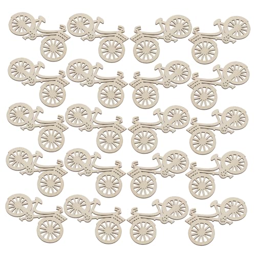 PERSELOSO 30 Stück Teiliges Holzfahrrad ornamente Naturbelassen Fahrradform Holzscheiben zum Basteln Hochzeit Party Dekoration DIY Holzverzierungen Bike Cutout Slices von PERSELOSO