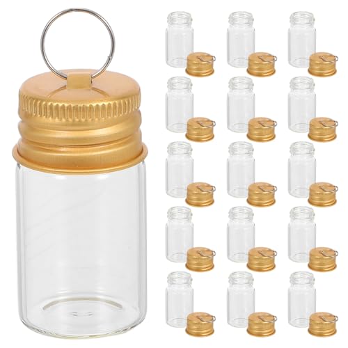 PERSELOSO 30 Stück Teiliges Mini Transparentes Wishing Drifting Bottle Mit Golddeckel Und Schlüsselring DIY Charmeanhänger Für Reisen Geburtstage Und Dekoration von PERSELOSO