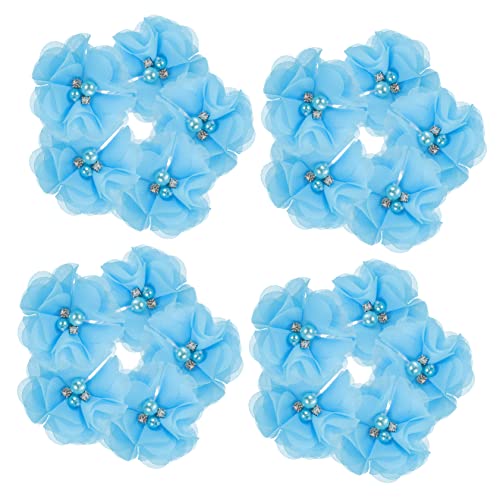 PERSELOSO 30 Stück Teiliges Zarten Chiffon Blumen mit Strass und Perlen für DIY Nähprojekte Hochzeitsdekoration und Kreative Bastelarbeiten von PERSELOSO