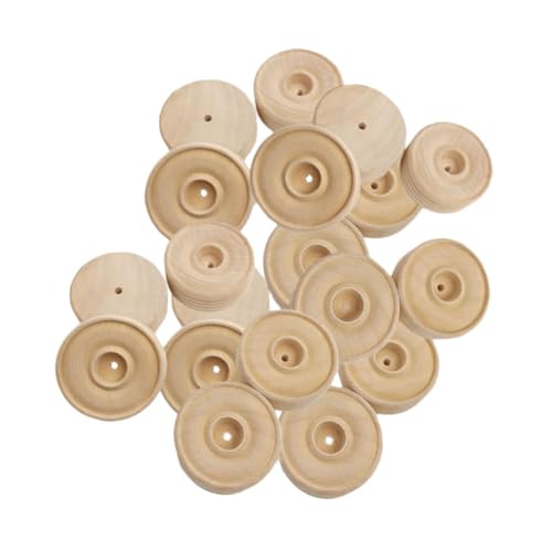 PERSELOSO 30Stücke Holzräder Massivem Holz Bastelzubehör für DIY Projekte und Sicher Langlebig für Kreative Kinderhandwerke von PERSELOSO