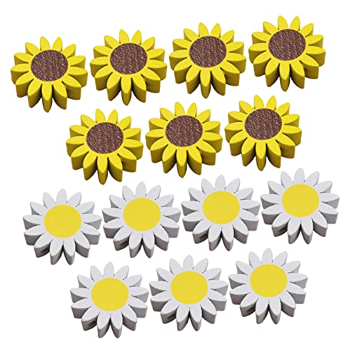 PERSELOSO 30Stücke Sonnenblumenförmige Holzperlen für DIY Bastelprojekte Holzperlen zum Auffädeln Perlen zur Schmuckherstellung und Girlanden Dekoration Zufällige Farben von PERSELOSO