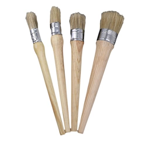 PERSELOSO 4 STÜCKE Teiliges Rundpinsel mit Langem Holzgriff für Möbelrestauration Möbelpolitur und Präzises Wachsen von Stencils und Heimdekor von PERSELOSO