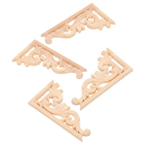 PERSELOSO 4 Stck Holz Applikationen für Möbel Europäischer Stil Muster Dekorative Holzornamente für Schrank Tür Kleiderschrank und Möbel Ecken Installieren von PERSELOSO