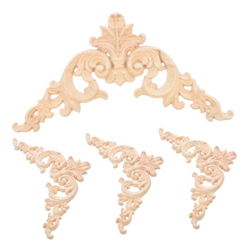 PERSELOSO 4 Stück Holzornamente Unlackierte Möbelapplikationen Vintage Blüten Ecken für Schranktüren und Möbeldekoration Diy Holzschnitzerei für Stilvolle PERSELOSO 4 Stück Holzornamente Unlackierte Möbelapplikationen Vintage Blüten Ecken für Schranktüren und Möbeldekoration Diy Holzschnitzerei für Stilvolle von PERSELOSO