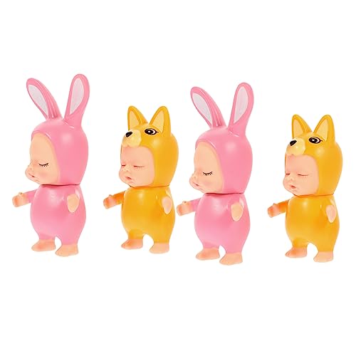 PERSELOSO 4 Stück Schlafender -kuchen-korb Kuchen -topper Kuchen-hunde-topper Schlafende Babyfiguren Babypuppenfiguren Schlafendes Kuchenverzierungen Kleine Figuren Kuchendeckel Pvc von PERSELOSO