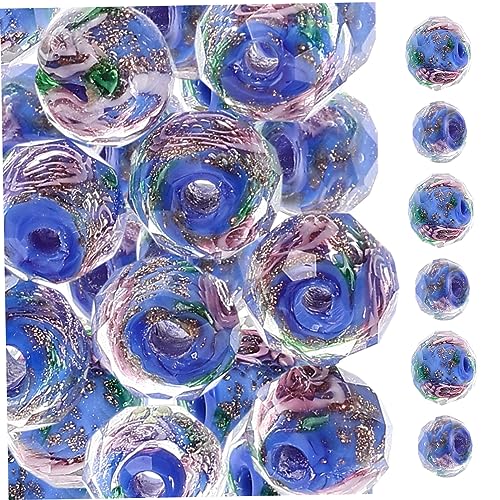 PERSELOSO 40 Stück Perlenarmbandzubehör Anhänger für die Schmuckherstellung funkelnde Perlen ausgefallene Perlen gemischt Blumenperle Perlen für Schmuckhersteller Glas Blue PERSELOSO 40 Stück Perlenarmbandzubehör Anhänger für die Schmuckherstellung funkelnde Perlen ausgefallene Perlen gemischt Blumenperle Perlen für Schmuckhersteller Glas Blue von PERSELOSO