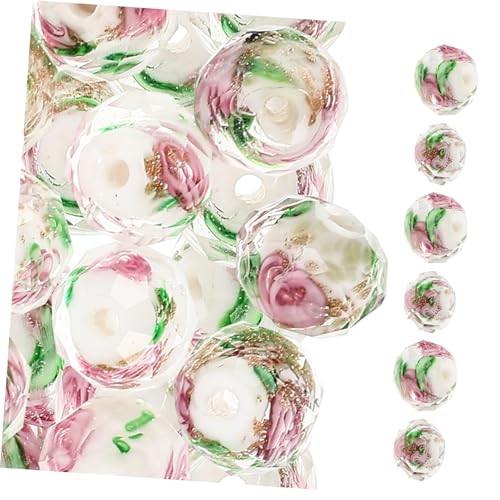 PERSELOSO 40 Stück Perlenarmbandzubehör Reiz Schmuck klein Perlen für Armbänder Anhänger zum Basteln Blumen- Blumenperlen Charms für die Herstellung von Armbändern Glas Rosa von PERSELOSO
