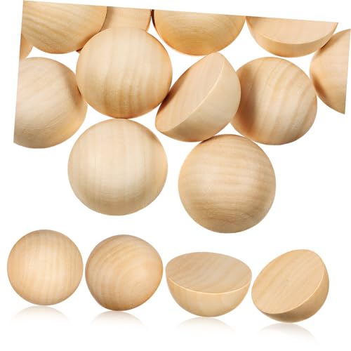 PERSELOSO 40Stücke Halbe Holzkugeln Unvollendete Holzperlen für Bastelprojekte Leicht und Kompakt Dekorieren Vielseitig Einsetzbar DIY Anwendungen von PERSELOSO