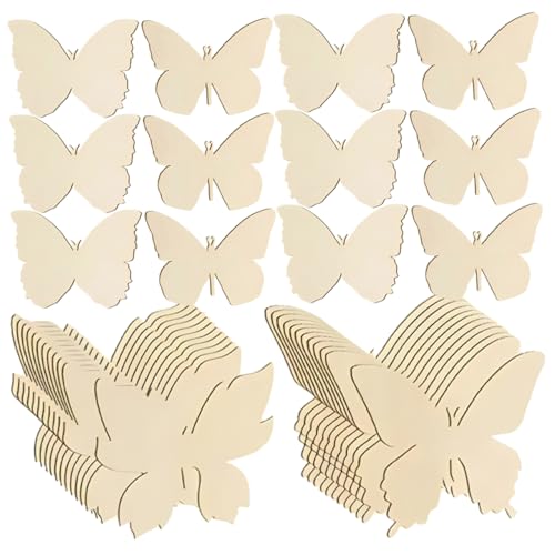 PERSELOSO 48 Stück Holzschmetterlinge Unlackierte Holzplatten für DIY Bastelarbeiten für Malerei und Dekorationen Natürliches Material für Kreative Projekte und Heimdekoration PERSELOSO 48 Stück Holzschmetterlinge Unlackierte Holzplatten für DIY Bastelarbeiten für Malerei und Dekorationen Natürliches Material für Kreative Projekte und Heimdekoration von PERSELOSO