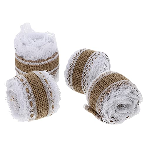 PERSELOSO 4Rollen Dekoratives Spitzenband Spitzenbordüre für DIY Hochzeiten Vielseitig Einsetzbar für Handwerk Kleidung Dekoration von PERSELOSO