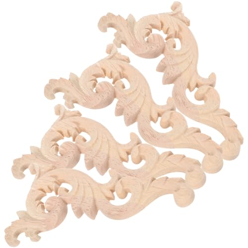 PERSELOSO 4Stücke Teiliges Möbel Onlay Dekorative Holzschnitzerei für Türen Schränke und Möbel Unbehandeltes Holz für Gestaltung für Moderne Wohnraumdekoration von PERSELOSO
