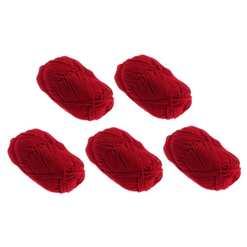 PERSELOSO 5 Rollen Baumwollgarn für Handarbeiten Weiches und Atmungsaktives Strickgarn für Diy Projekte Häkeln Nähen und Dekoration Rustikalem Rot von PERSELOSO