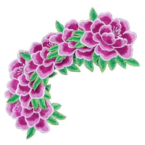 PERSELOSO 5 Stück Blumen Stickerei Patches Dekorative Eisen Aufnäher für Kleidung Taschen Diy Hochwertige Applikationen Lila zum Flicken und Verzieren von PERSELOSO