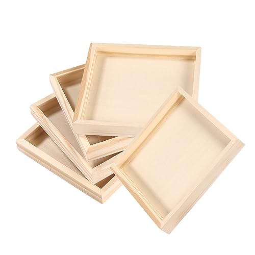 PERSELOSO 5 Stück Holz Aufbewahrungstablett Teiliges für Puzzle Robuste Unbehandelte Holzbox für Kreative Organisation und Sichere Aufbewahrung von Bauklötzen von PERSELOSO