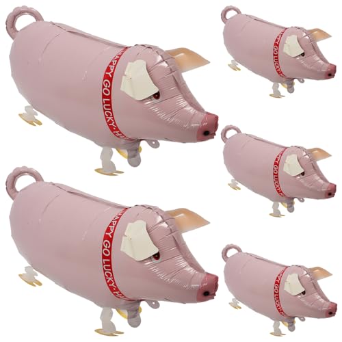 PERSELOSO 5 Stück Aufblasbare Schweine Ballons für Kinder Lustige Tierballons Leichte Deko für Geburtstagsfeiern und Partys Aufblasbare Spielzeuge Party Requisiten von PERSELOSO