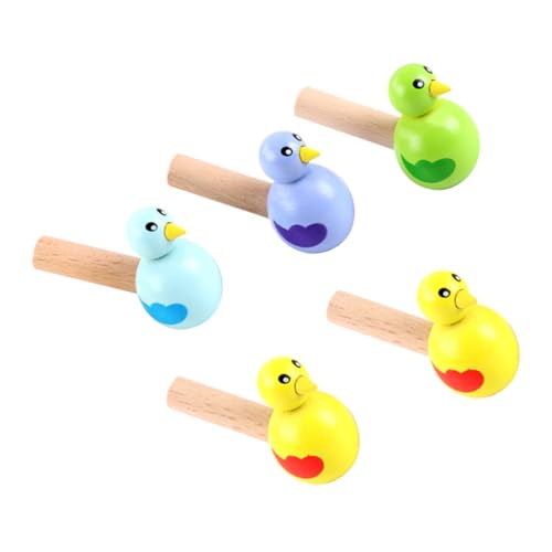 PERSELOSO 5 Stück Teiliges Holzpfeifen für Bunte Cartoon Vogelpfeifen Sorgfältig Gestimmt Musikalisches Lernspielzeug Geeignet für Kindergarten Fördert Gehirnentwicklung und Zufällige Farbe von PERSELOSO