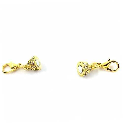 PERSELOSO 5 Stück Teiliges Olivenförmiger Magnetverschluss Lobster Clip mit Strass Goldfarbener Schmuckverschluss für DIY Armbänder und Ketten Langlebiger Metallverschluss für Kreative von PERSELOSO