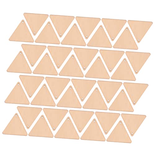 PERSELOSO 50 Stück DIY Dreiecks Holzscheiben mit Loch Unbearbeitete Holzornamente für Bastelprojekte für Dekoration Malen und Kreative Projekte von PERSELOSO