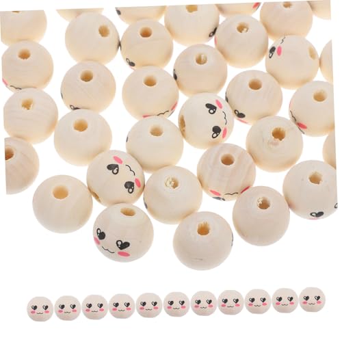 PERSELOSO 50 Stück Gesicht Holzperlen für DIY Bastelprojekte Runde Holzperlen für Schmuckherstellung Hochzeiten Kreative Aktivitäten und PERSELOSO 50 Stück Gesicht Holzperlen für DIY Bastelprojekte Runde Holzperlen für Schmuckherstellung Hochzeiten Kreative Aktivitäten und von PERSELOSO